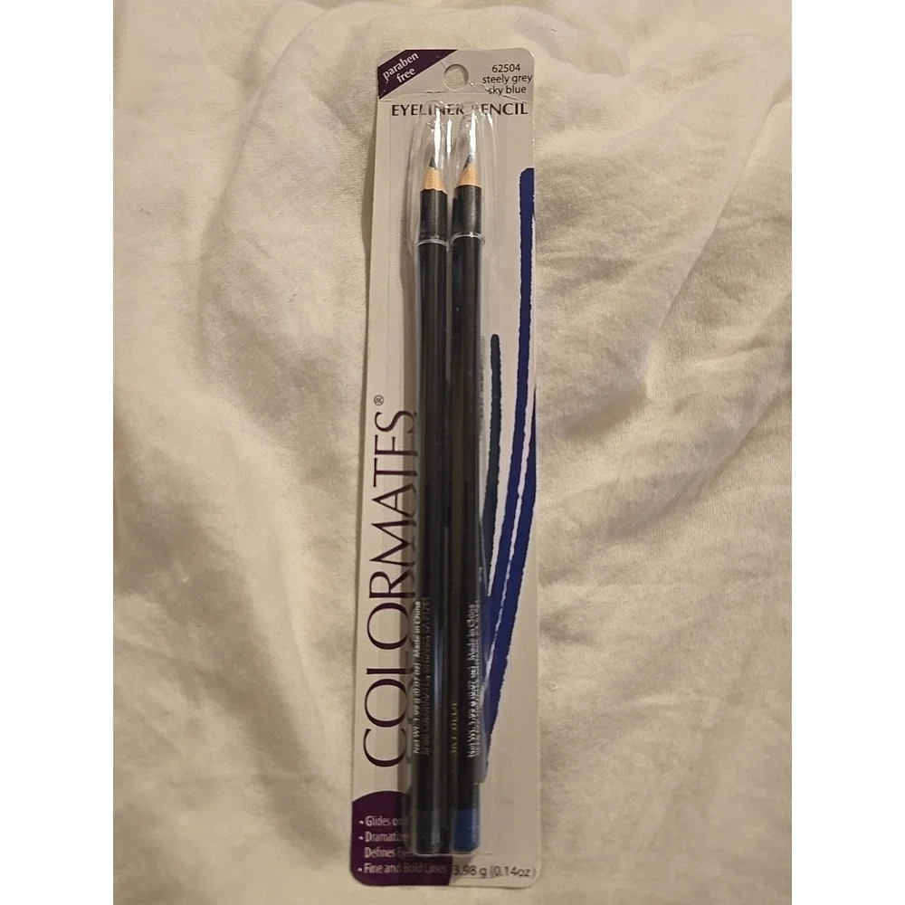 ColorMates‎ Eyeliner Pencil Duo Steely Gray And Sky Blue Paraben Free Long Wear